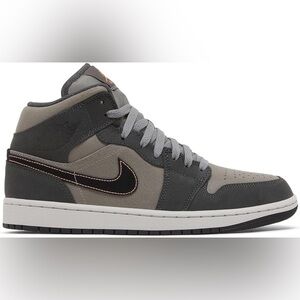 Nike Air Jordan 1 SE Mid Night Stadium High top Sneakers Grey Basketball Youth 7
